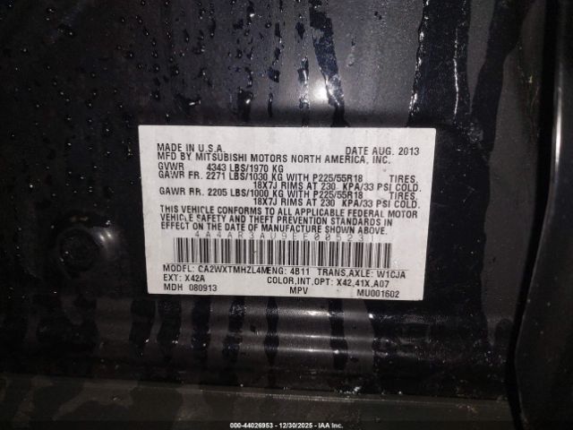 2014 MITSUBISHI OUTLANDER SPORT 4A4AR3AU9EE005231 Photo 8