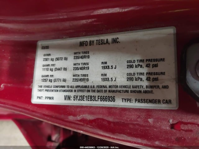2020 TESLA MODEL 3 5YJ3E1EB3LF666936 Photo 8