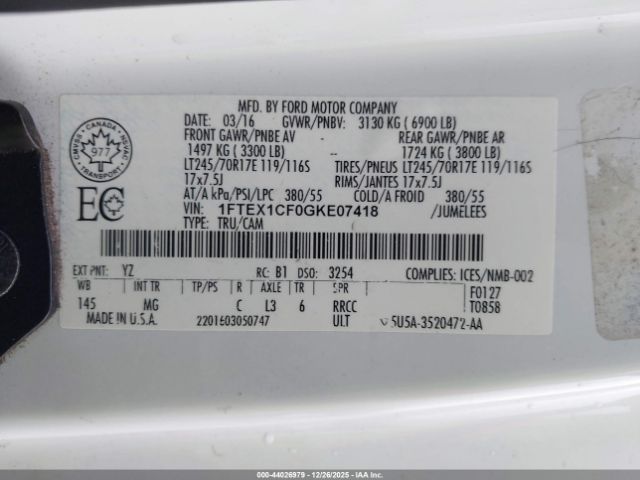 2016 FORD F-150 1FTEX1CF0GKE07418 Photo 8