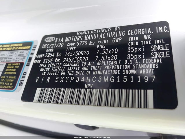 2021 KIA TELLURIDE 5XYP34HC3MG151197 Photo 8