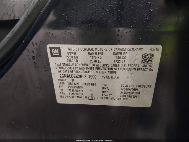 2GNALDEK2G6304999 Chevrolet Equinox Ltz