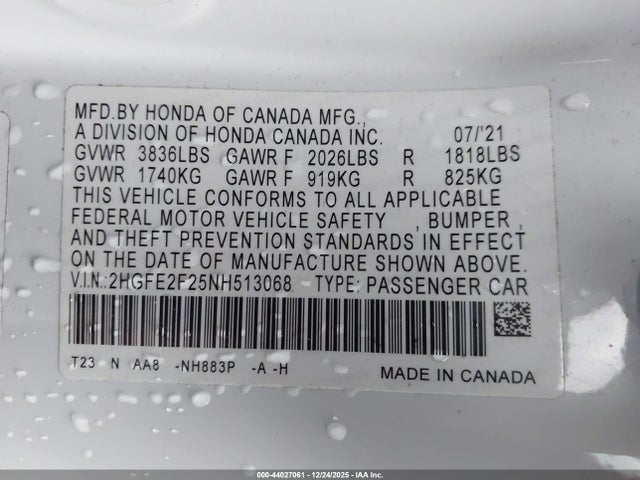 Honda Civic Lx 2022 2HGFE2F25NH513068 Image 9