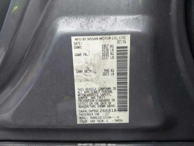 1N4AL3AP9GC266818 Nissan Altima 2.5 S