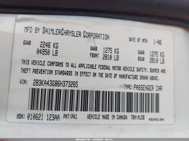 Продаж на аукціоні авто 2006 Dodge Charger, vin: 2B3KA43G86H373265, номер лоту: 44027164