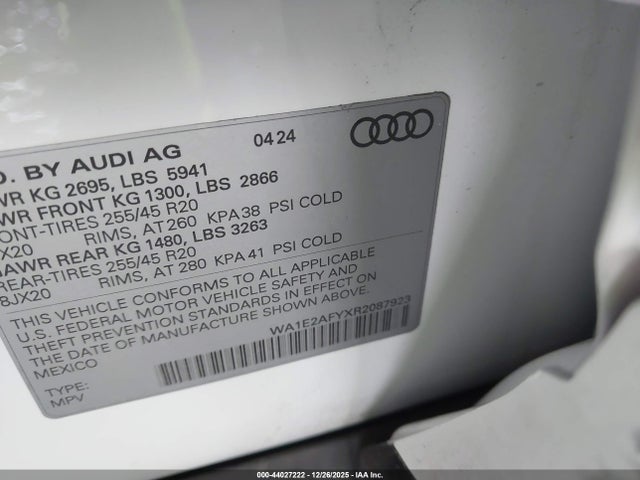WA1E2AFYXR2087923 Audi Q5 Premium Plus 55 Tfsi E S Line Quattro S Tronic