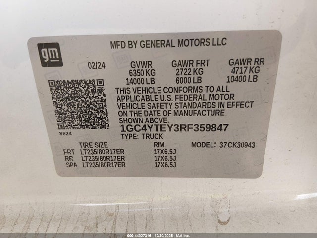 1GC4YTEY3RF359847 Chevrolet Silverado 3500hd 4wd Long Bed Lt