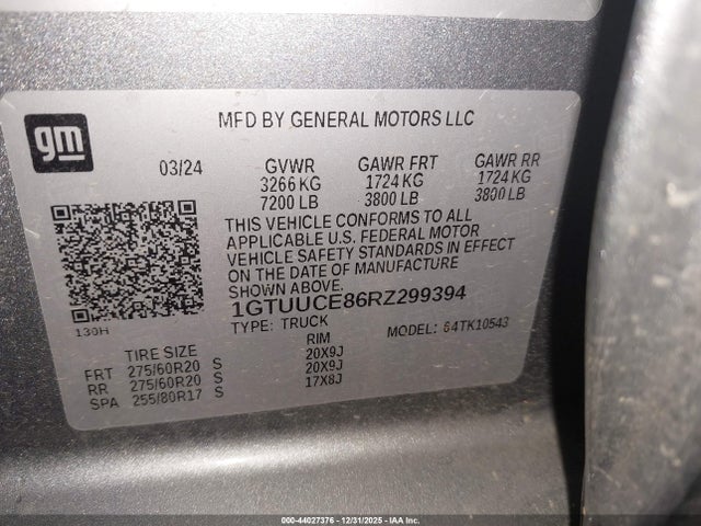 1GTUUCE86RZ299394 GMC Sierra 1500 4wd Short Box Elevation With 3sb