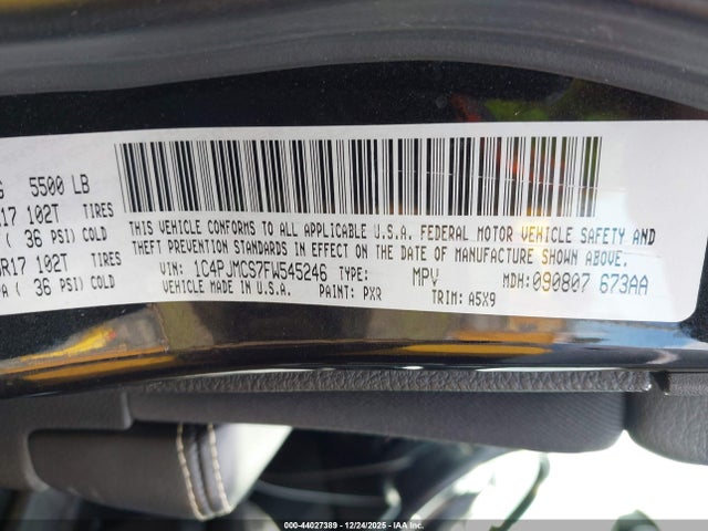 Jeep Cherokee Latitude 2015 1C4PJMCS7FW545246 Image 9