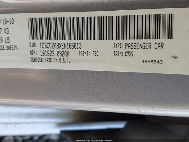 1C3CDZABXEN166613 Dodge AVENGER SE
