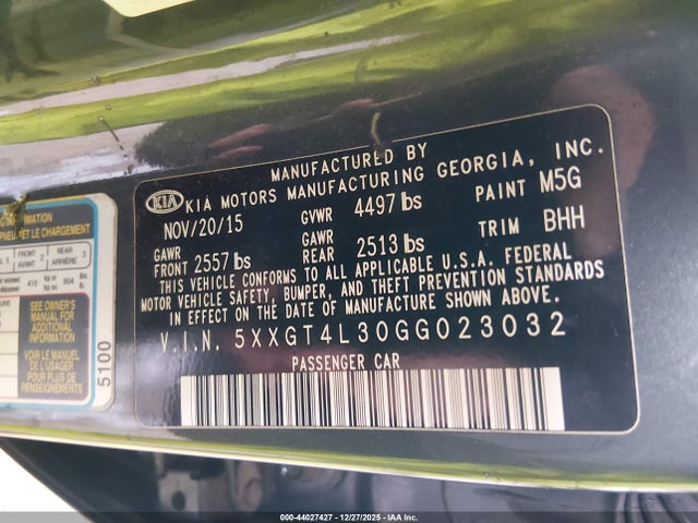 KIA Optima Lx 2016 5XXGT4L30GG023032 Image 9