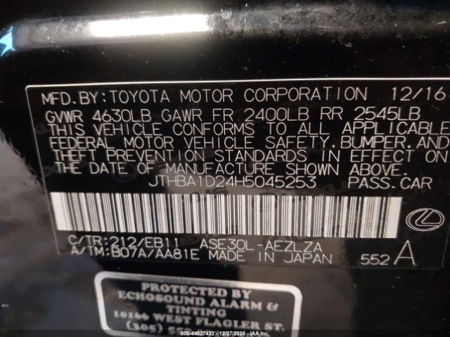 2017 LEXUS IS 200T JTHBA1D24H5045253 Photo 8