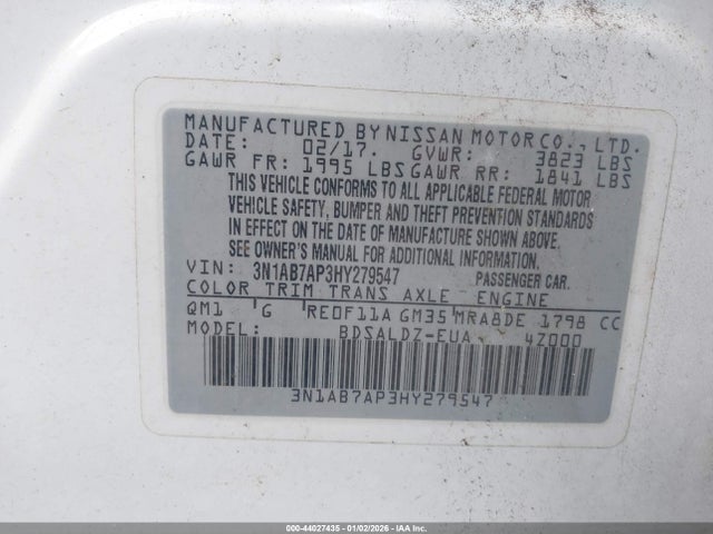 3N1AB7AP3HY279547 Nissan SENTRA SV