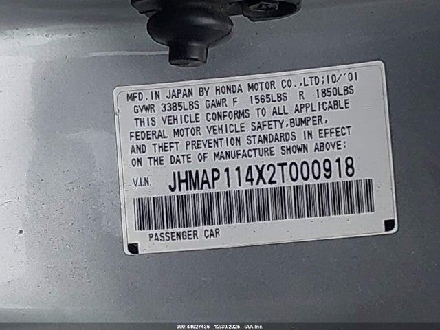 2002 HONDA S2000 JHMAP114X2T000918 Photo 8