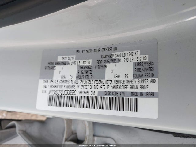 44027456 :رقم المزاد ، JM1DKDB72J0308639 vin ، 2018 Mazda Cx-3 Sport مزاد بيع