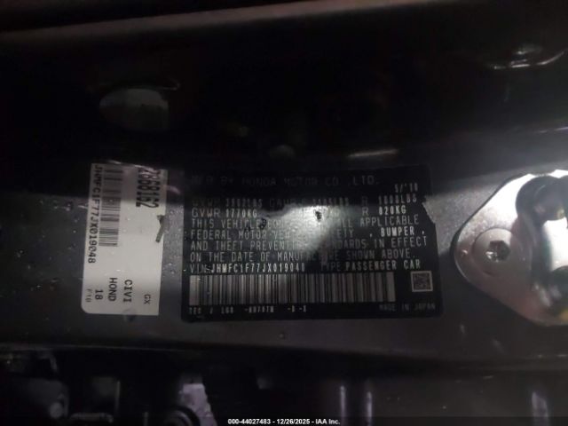 2018 HONDA CIVIC JHMFC1F77JX019048 Photo 8