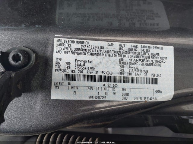 2012 FORD FOCUS 1FAHP3F26CL104252 Photo 8