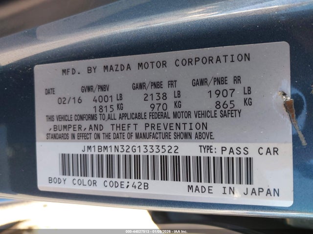 JM1BM1N32G1333522 Mazda Mazda3 S Grand Touring
