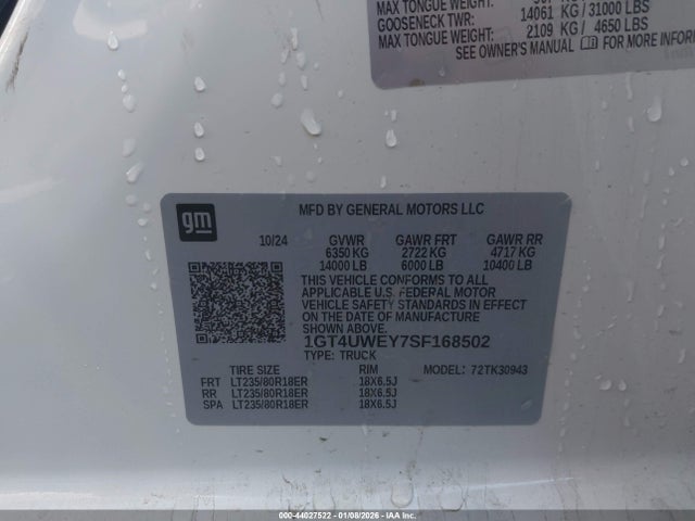 1GT4UWEY7SF168502 GMC Sierra 3500hd 4wd Long Bed Denali