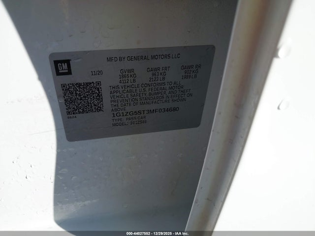 1G1ZG5ST3MF034680 Chevrolet Malibu Fwd Rs