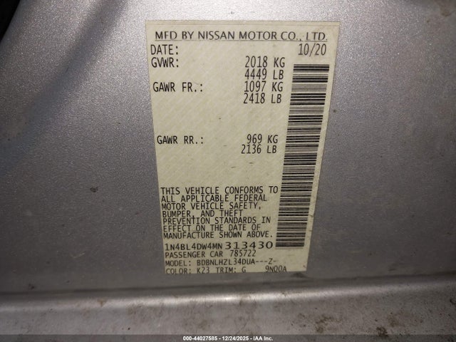 2021 NISSAN ALTIMA 1N4BL4DW4MN313430 Photo 8