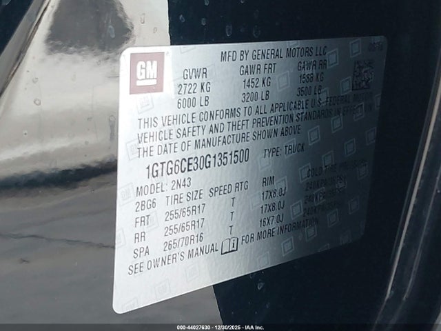 1GTG6CE30G1351500 GMC CANYON SLE