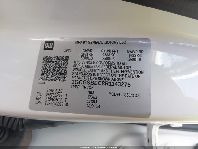 1GCGSBEC8R1143275 Chevrolet Colorado 2wd Wt