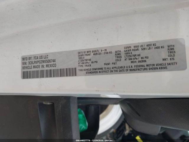 2021 RAM PROMASTER 2500 3C6LRVPG2ME506744 Photo 8