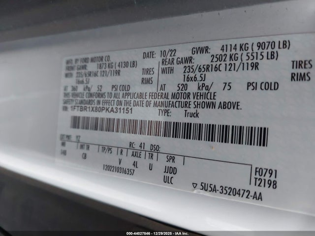 1FTBR1X80PKA31151 Ford Transit-250