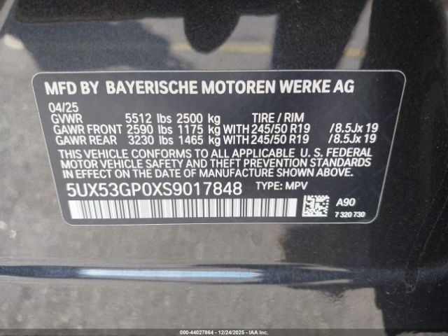2025 BMW X3 5UX53GP0XS9017848 Photo 8