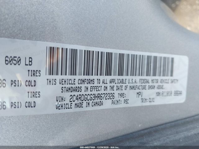 2017 DODGE GRAND CARAVAN 2C4RDGCG3HR672326 Photo 8