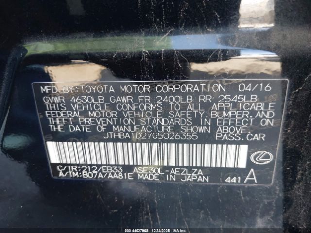 2016 LEXUS IS 200T JTHBA1D27G5026355 Photo 8