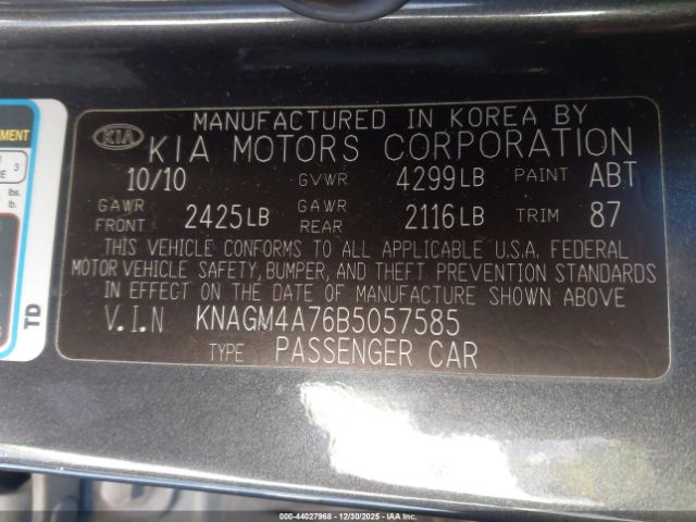 2011 KIA OPTIMA KNAGM4A76B5057585 Photo 8