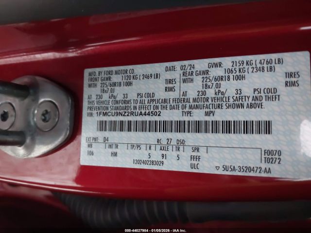 2024 FORD ESCAPE 1FMCU9NZ2RUA44502 Photo 8