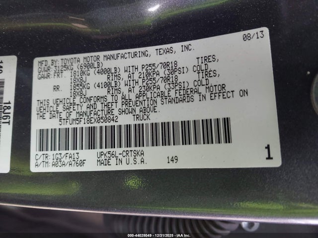 2014 TOYOTA TUNDRA 5TFUM5F18EX050842 Photo 8