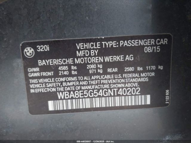 2016 BMW 320I WBA8E5G54GNT40202 Photo 8