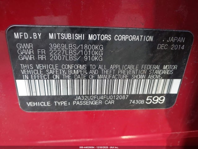 2015 MITSUBISHI LANCER JA32U2FU4FU012087 Photo 8