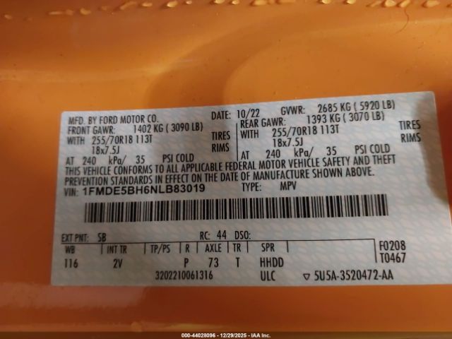 2022 FORD BRONCO 1FMDE5BH6NLB83019 Photo 8