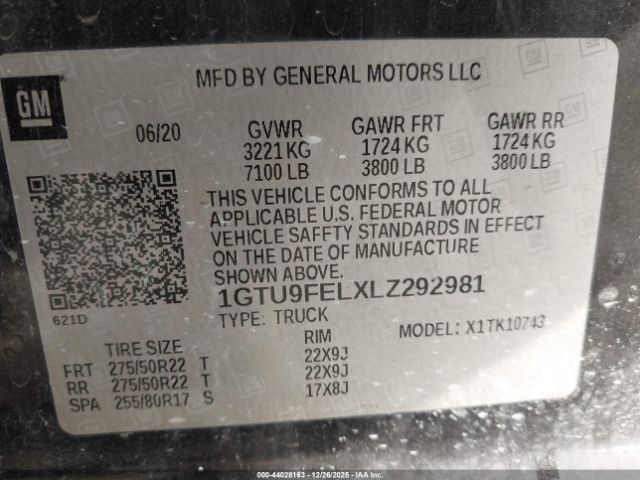 2020 GMC SIERRA 1500 1GTU9FELXLZ292981 Photo 8