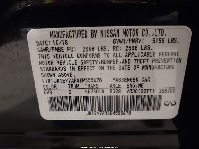 JN1EV7AR4KM555478 Infiniti Q50 3.0t Luxe
