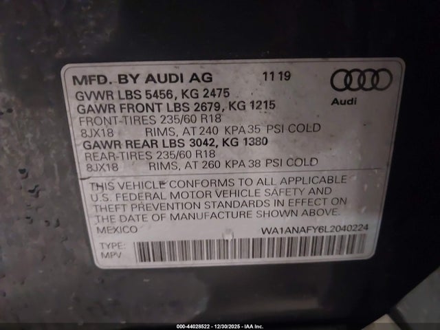 2020 AUDI Q5 WA1ANAFY6L2040224 Photo 8