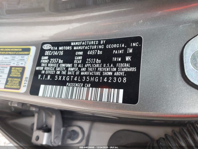 Продаж на аукціоні авто 2017 Kia Optima Lx, vin: 5XXGT4L35HG142308, номер лоту: 44028558
