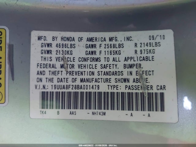 2011 ACURA TL 19UUA8F28BA001479 Photo 8