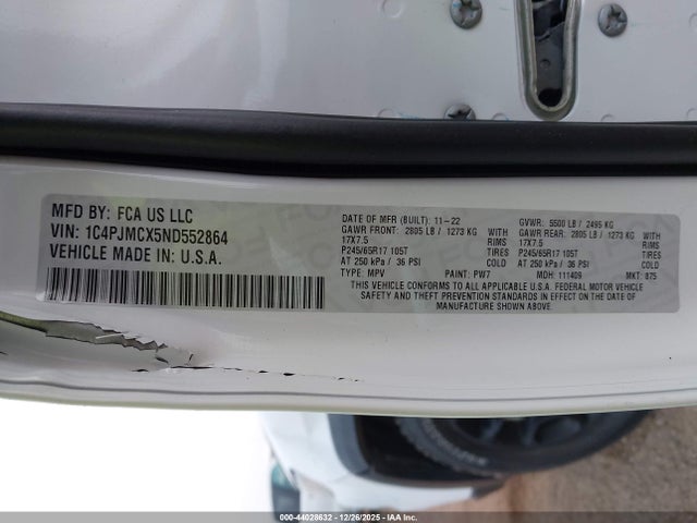 2022 JEEP CHEROKEE 1C4PJMCX5ND552864 Photo 8