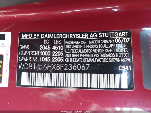 Продаж на аукціоні авто 2008 Mercedes-benz Clk 350, vin: WDBTJ56HX8F236067, номер лоту: 44028680