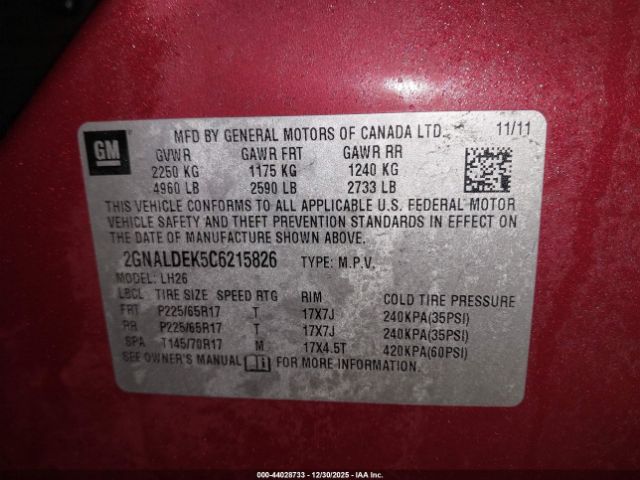 2012 CHEVROLET EQUINOX 2GNALDEK5C6215826 Photo 8