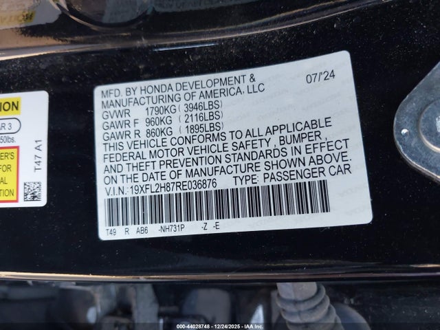 Honda Civic Sport 2024 19XFL2H87RE036876 Image 9