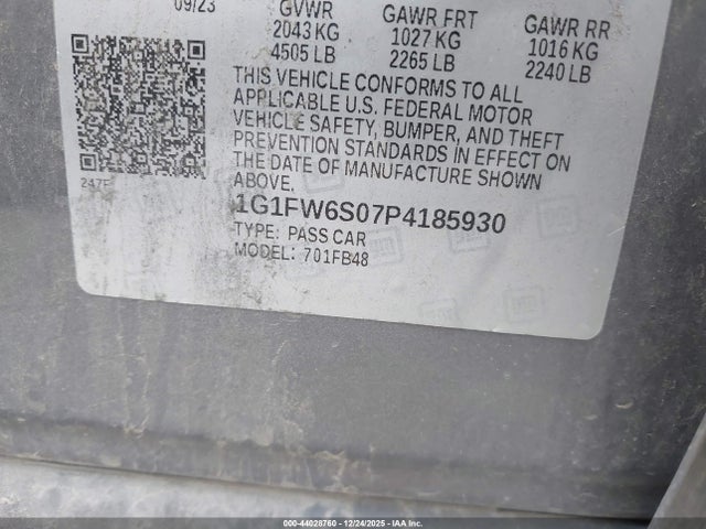 1G1FW6S07P4185930 Chevrolet Bolt Ev Fwd 1lt