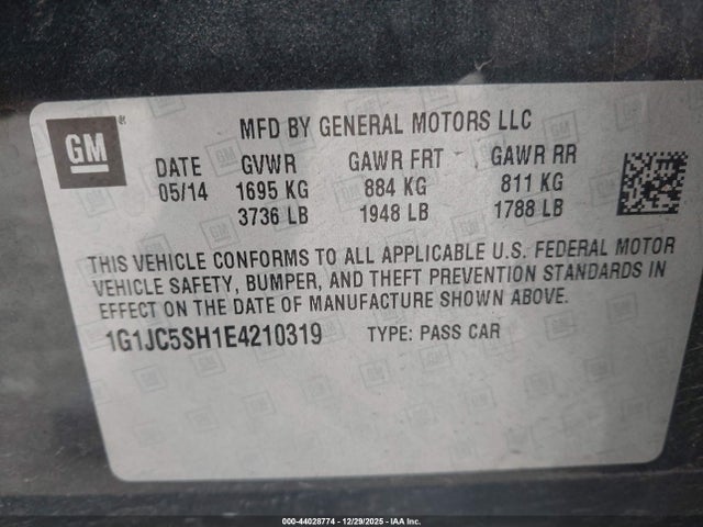 1G1JC5SH1E4210319 Chevrolet Sonic Lt Auto