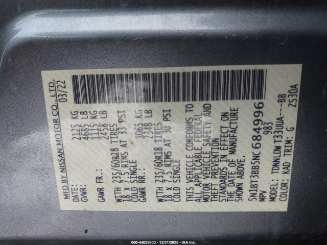 2022 NISSAN ROGUE 5N1BT3BB5NC684996 Photo 8