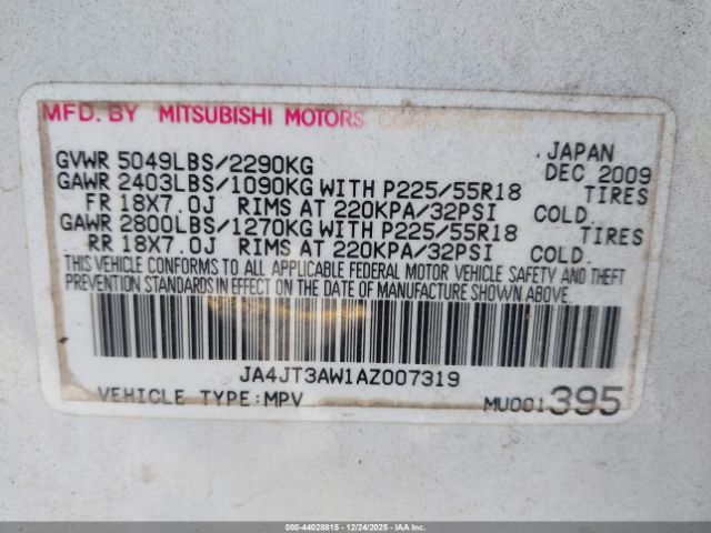 2010 MITSUBISHI OUTLANDER JA4JT3AW1AZ007319 Photo 8
